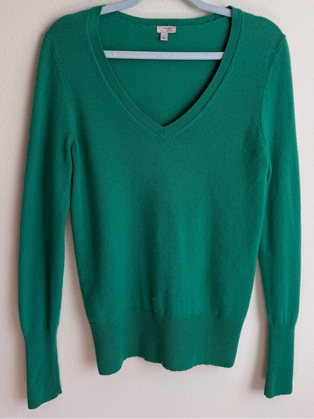 Halogen 100% Cashmere Green V-Neck Sweater Medium